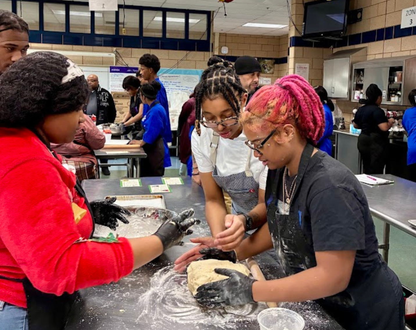 Chef Nia Spencer and students. 